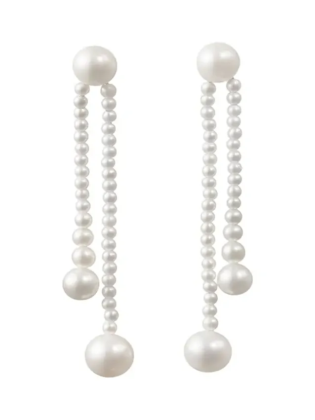 Grand Ruban de Perle 2-Strand Long Drop Earrings Grand Ruban de Perle 2-Strand Long Drop Earrings