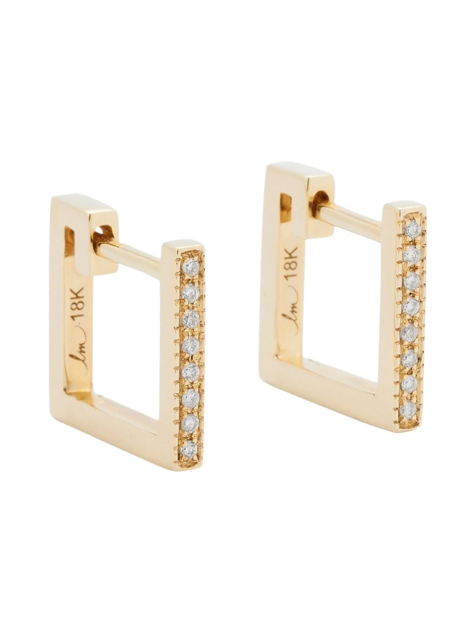 Lizzie Mandler Fine Jewelry Petite Square Huggie Earrings with White Diamonds