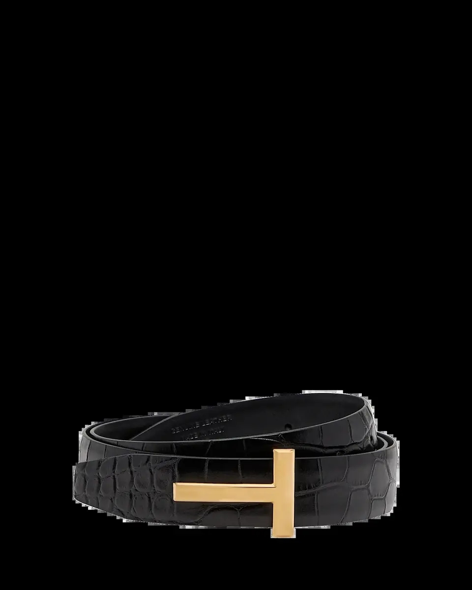 Tom Ford T Buckle Croc-Embossed Patent Belt | Thumbnail 2
