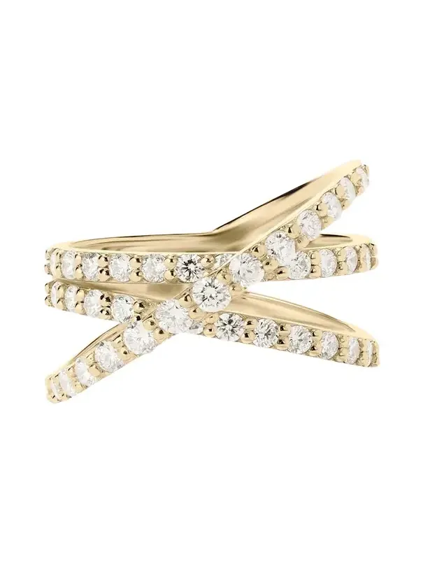 14K Gold Graduating Diamond Criss Cross Ring 14K Gold Graduating Diamond Criss Cross Ring