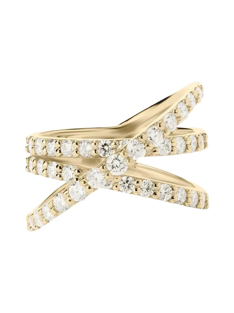 Lana 14K Gold Graduating Diamond Criss Cross Ring