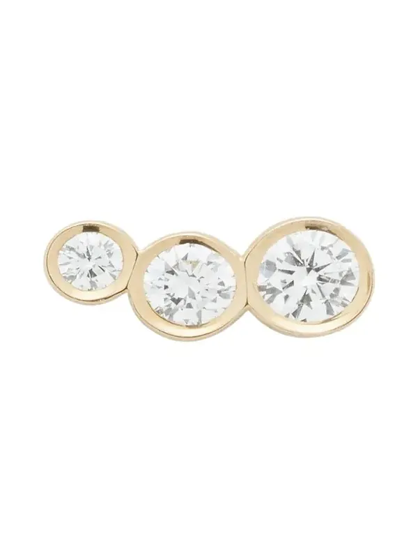 Croissant 18K Yellow Gold 3-Diamond Earring, Single, Right Croissant 18K Yellow Gold 3-Diamond Earring, Single, Right