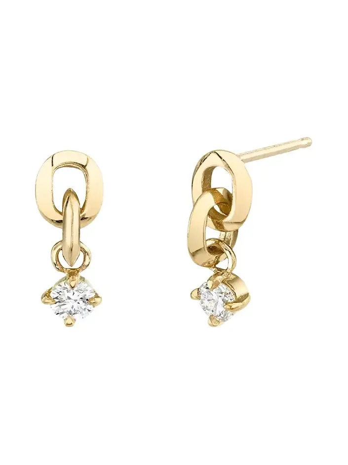 Extra-Small Link Diamond Bottom Earring, Single Extra-Small Link Diamond Bottom Earring, Single