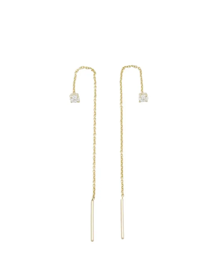 Lizzie Mandler Fine Jewelry Round Diamond Floating Threader Earrings | Image 1 Lizzie Mandler Fine Jewelry Round Diamond Floating Threader Earrings | Image 1