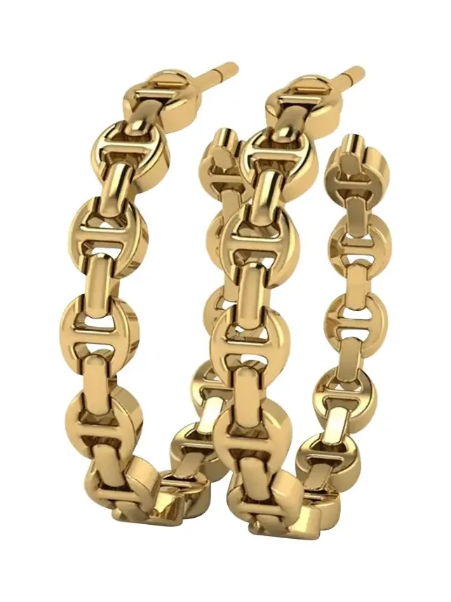18K Yellow Gold Micro Tri-Link Earrings 18K Yellow Gold Micro Tri-Link Earrings