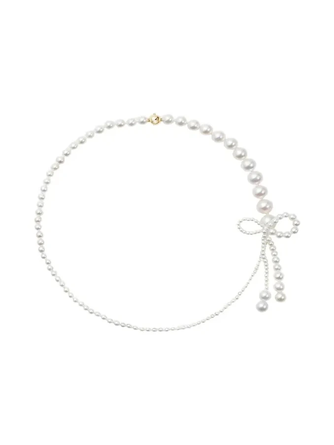 Peggy Rosette Graduated Freshwater Pearl Necklace with Bow Peggy Rosette Graduated Freshwater Pearl Necklace with Bow