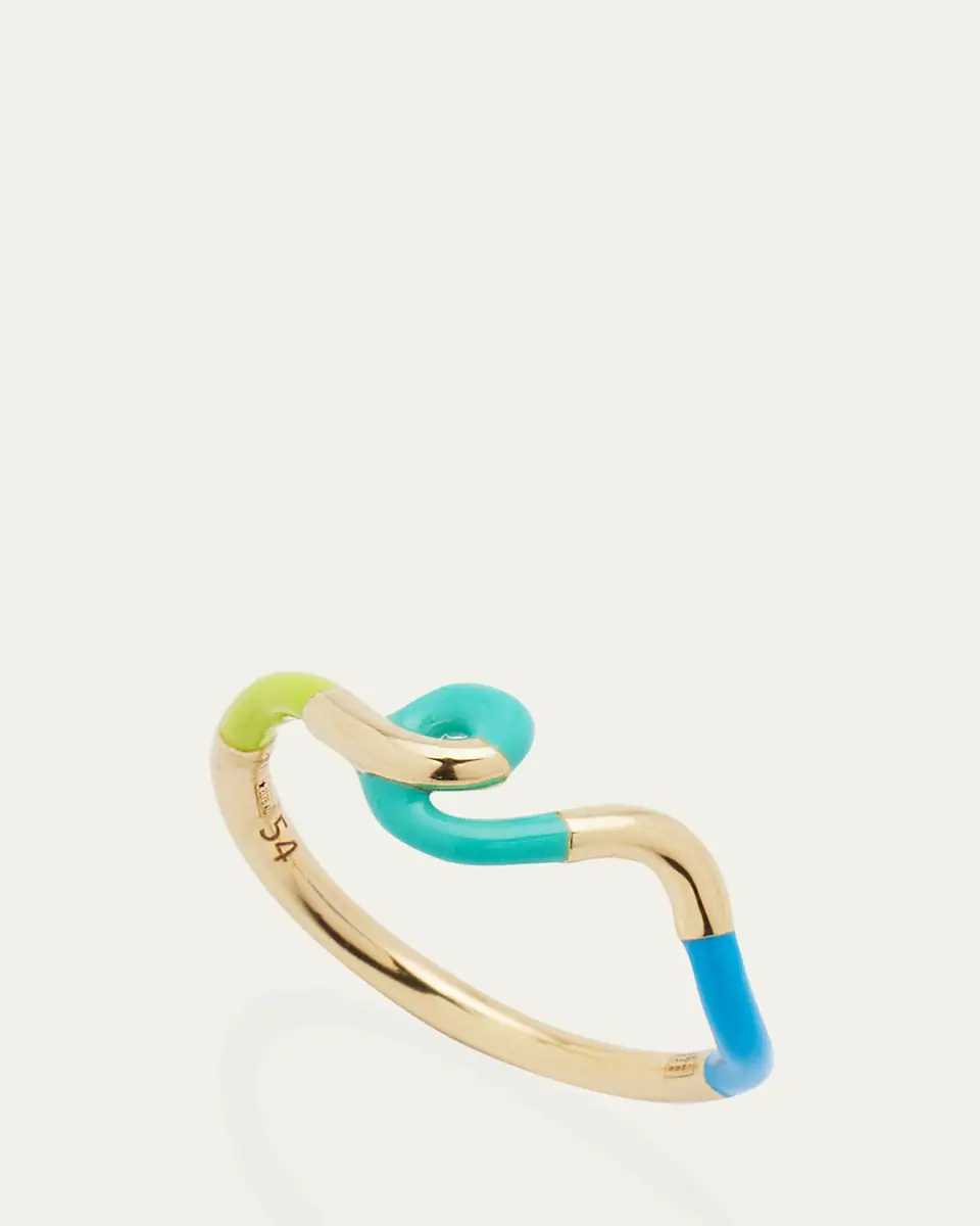 Bea Bongiasca Wow Mini Snake Ring with Lime Green and Mint Enamel | Thumbnail 3
