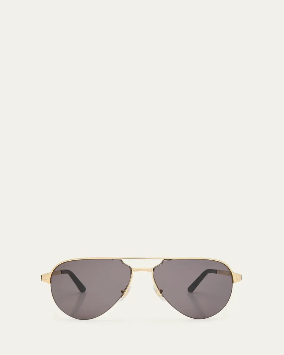 Cartier Men's Half-Rim Metal Aviator Sunglasses with Logo | Thumbnail 3 Cartier Men's Half-Rim Metal Aviator Sunglasses with Logo | Thumbnail 3
