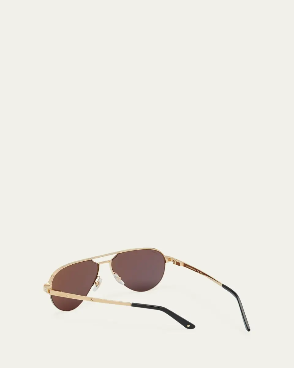 Cartier Men's Half-Rim Metal Aviator Sunglasses with Logo | Thumbnail 5 Cartier Men's Half-Rim Metal Aviator Sunglasses with Logo | Thumbnail 5