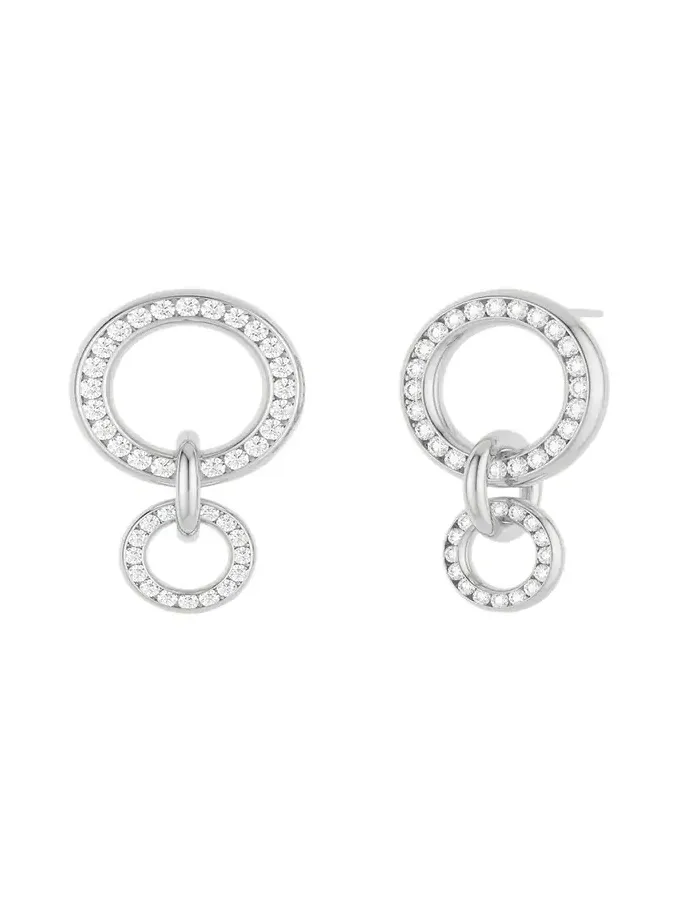 Canis 18K White Gold Double Hoop Earrings with Diamonds Canis 18K White Gold Double Hoop Earrings with Diamonds
