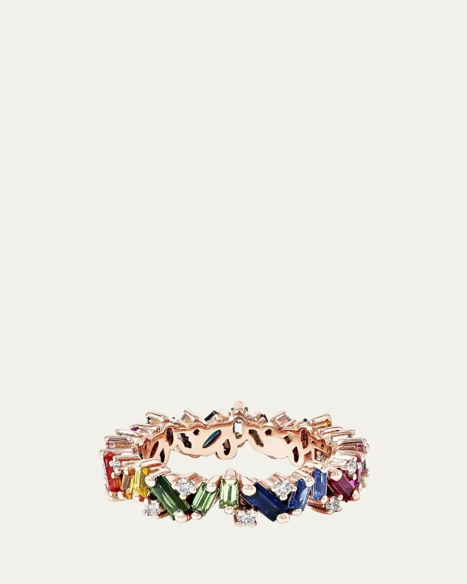 Suzanne Kalan 18K Rose Gold Sapphire and Diamond Frenzy Eternity Band Ring | Thumbnail 3 Suzanne Kalan 18K Rose Gold Sapphire and Diamond Frenzy Eternity Band Ring | Thumbnail 3