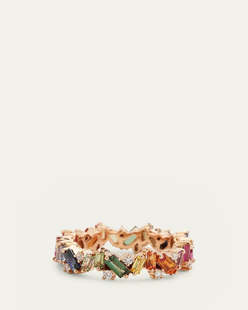 Suzanne Kalan 18K Rose Gold Sapphire and Diamond Frenzy Eternity Band Ring | Thumbnail 4 Suzanne Kalan 18K Rose Gold Sapphire and Diamond Frenzy Eternity Band Ring | Thumbnail 4