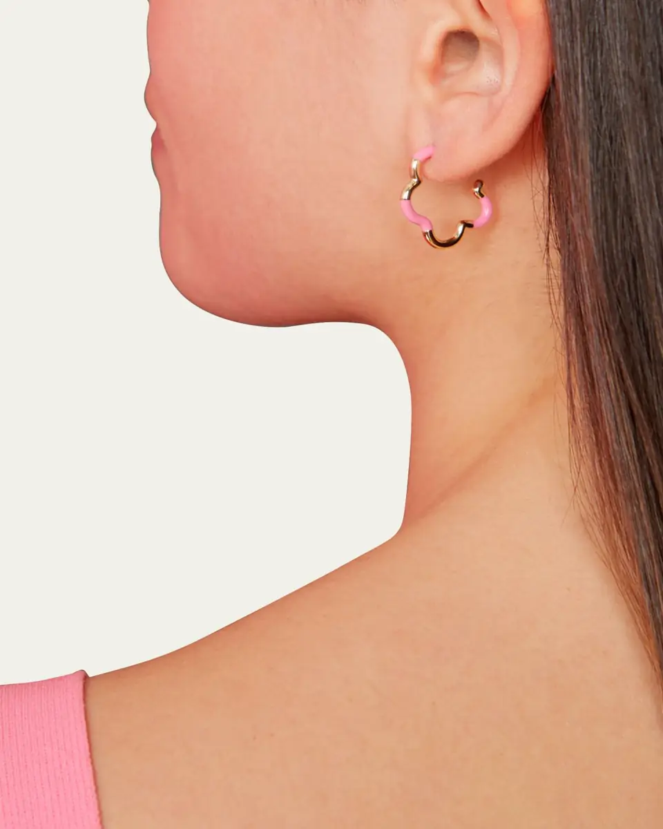 Bea Bongiasca Bubble Gum Pink Enamel Mini Earrings | Thumbnail 2