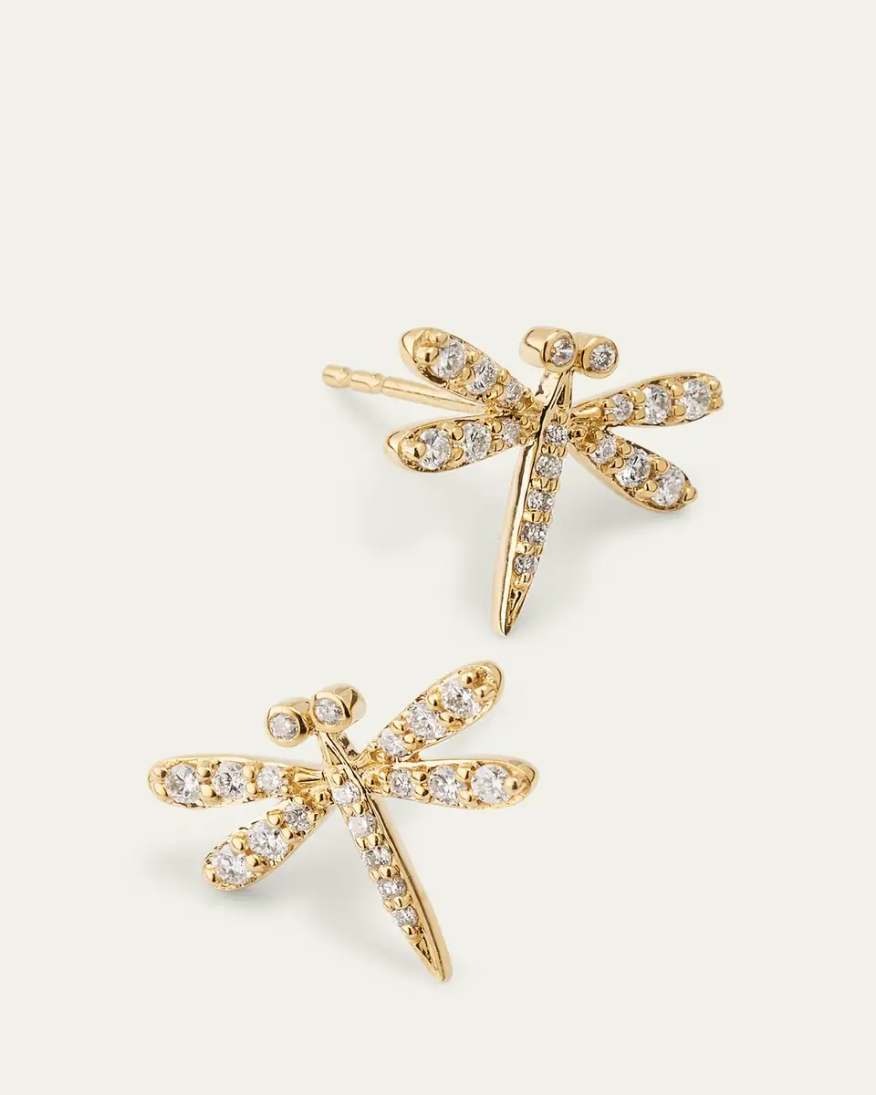 Sydney Evan 14K Diamond Dragonfly Stud Earring, Single | Thumbnail 3