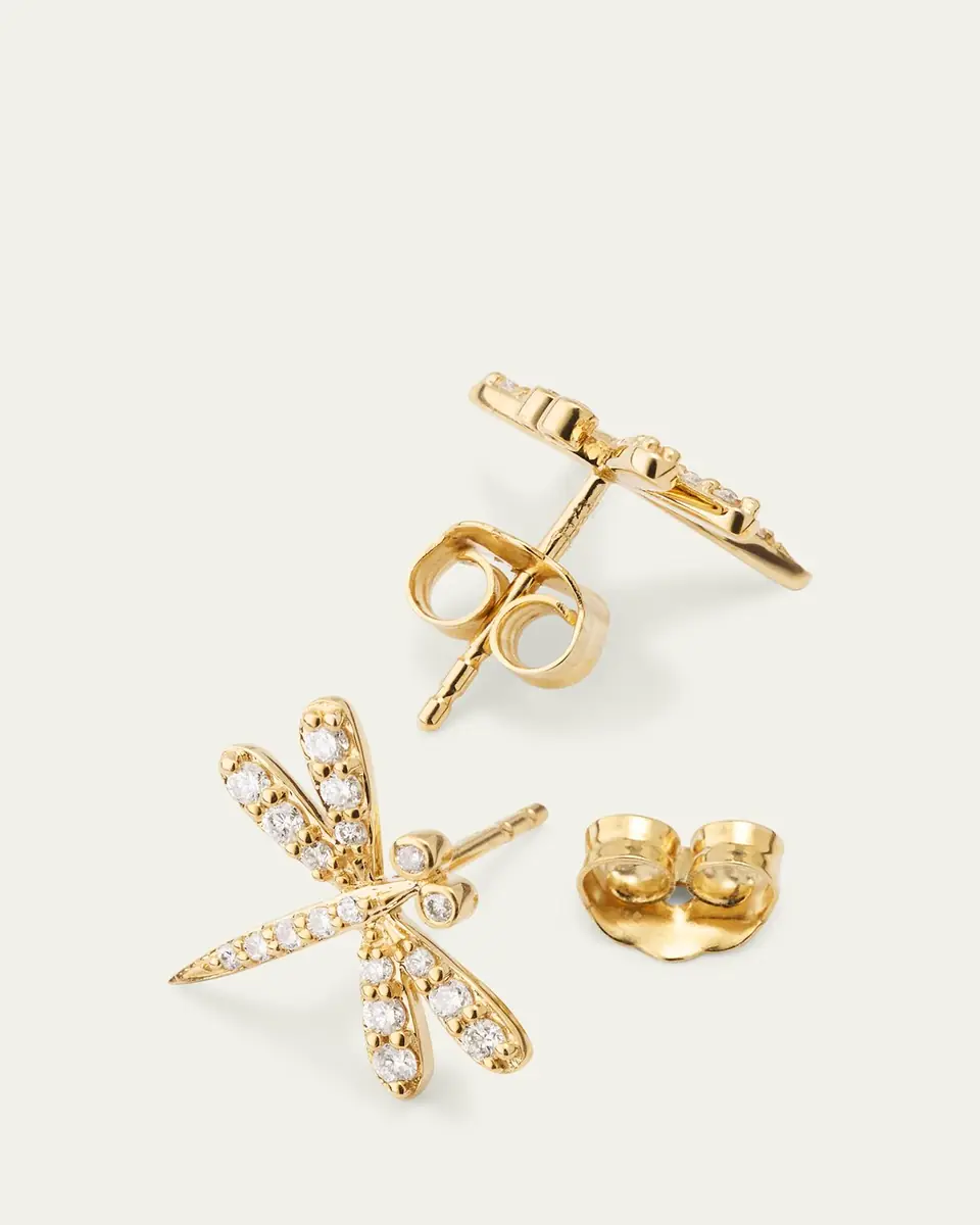 Sydney Evan 14K Diamond Dragonfly Stud Earring, Single | Thumbnail 4