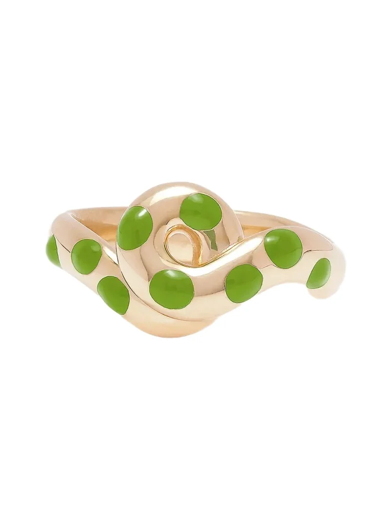 Bea Bongiasca 9K Gold Chunky Wave Polka Dot Enamel Ring