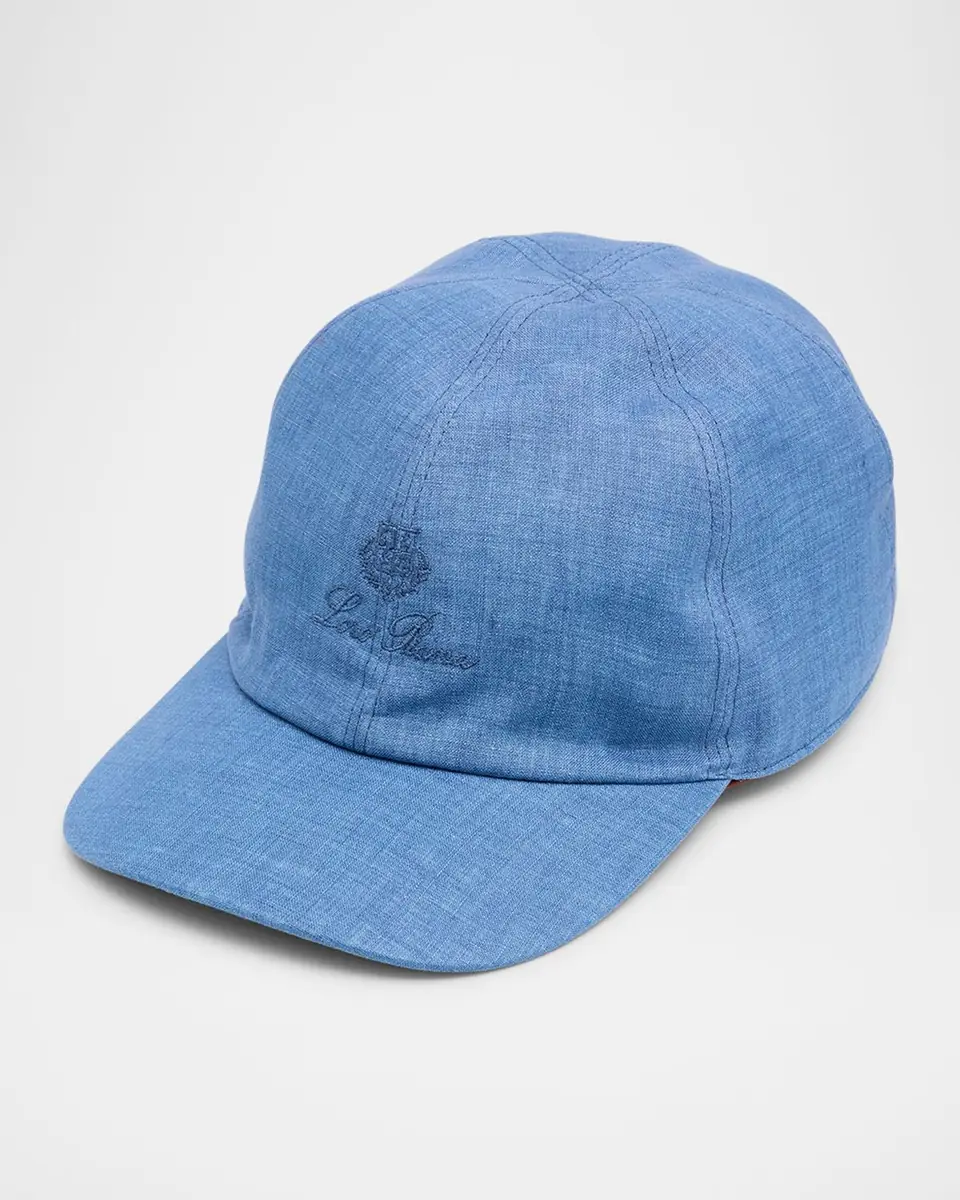 Loro Piana Men's Linen 6-Panel Baseball Hat | Thumbnail 3