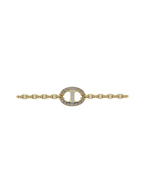 18k Yellow Gold Chain Bracelet with White Diamond Station 18k Yellow Gold Chain Bracelet with White Diamond Station