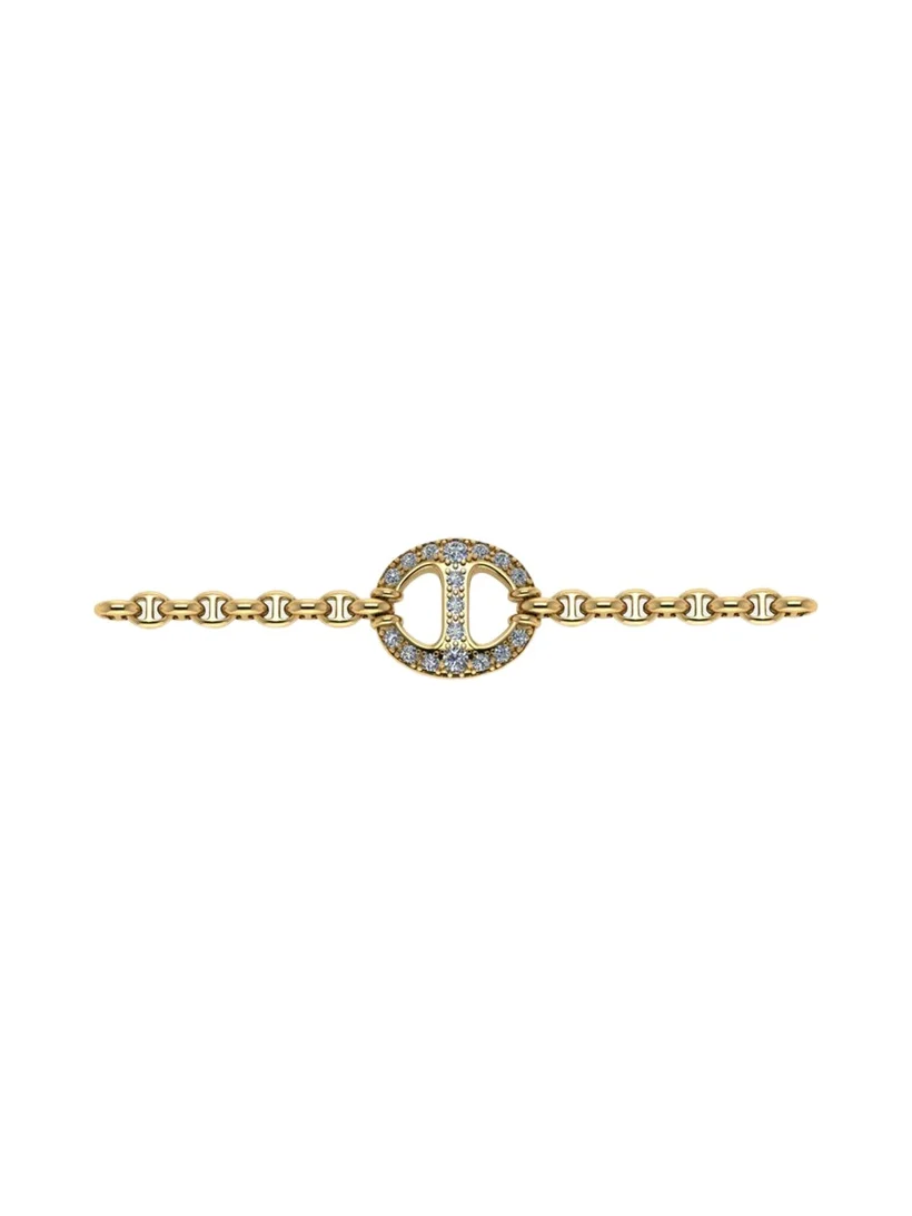 Hoorsenbuhs 18k Yellow Gold Chain Bracelet with White Diamond Station