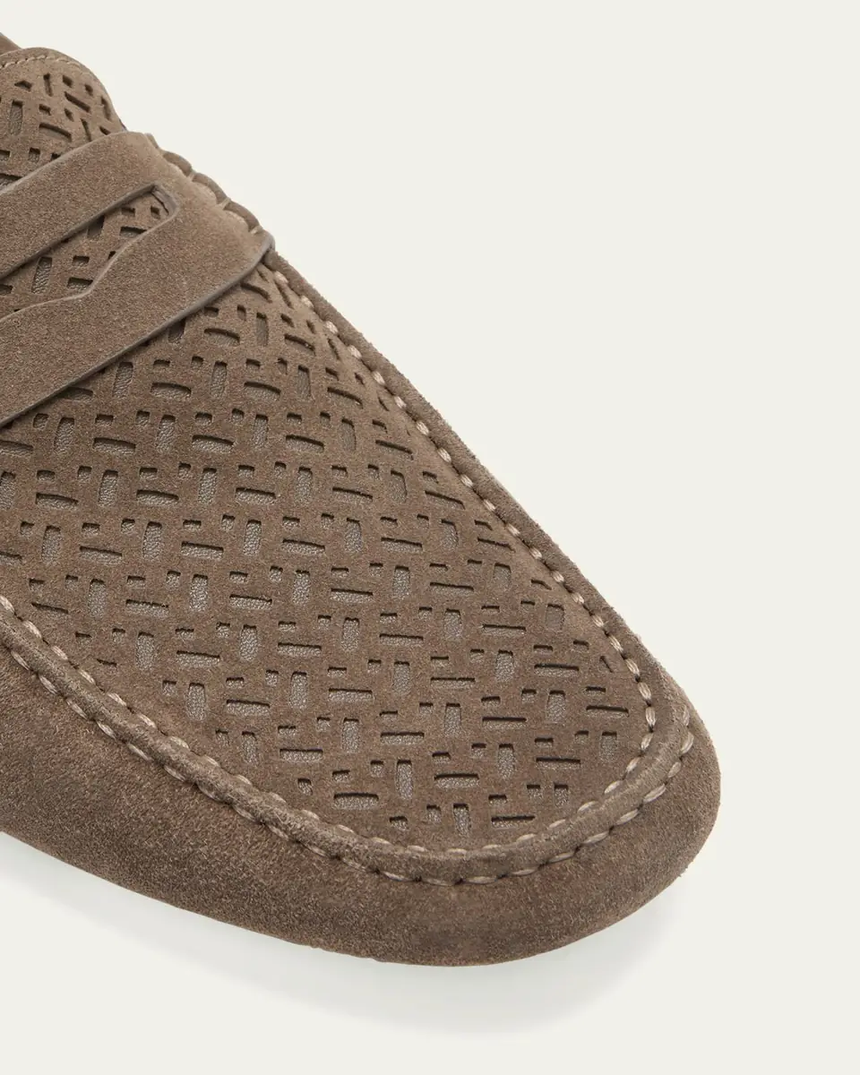 Giorgio Armani Men's Suede Perforated Driving Shoes | Thumbnail 3 Giorgio Armani Men's Suede Perforated Driving Shoes | Thumbnail 3
