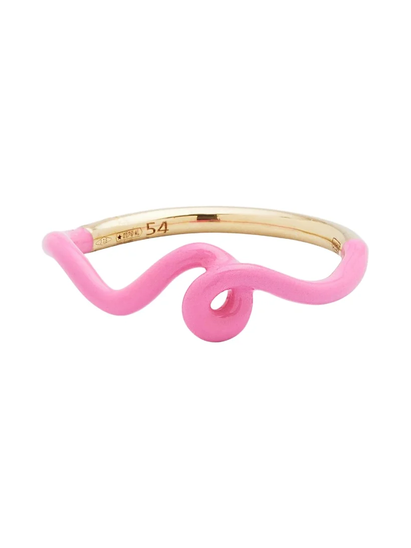 Bea Bongiasca Wow Mini Mono Ring with Bubblegum Pink Enamel