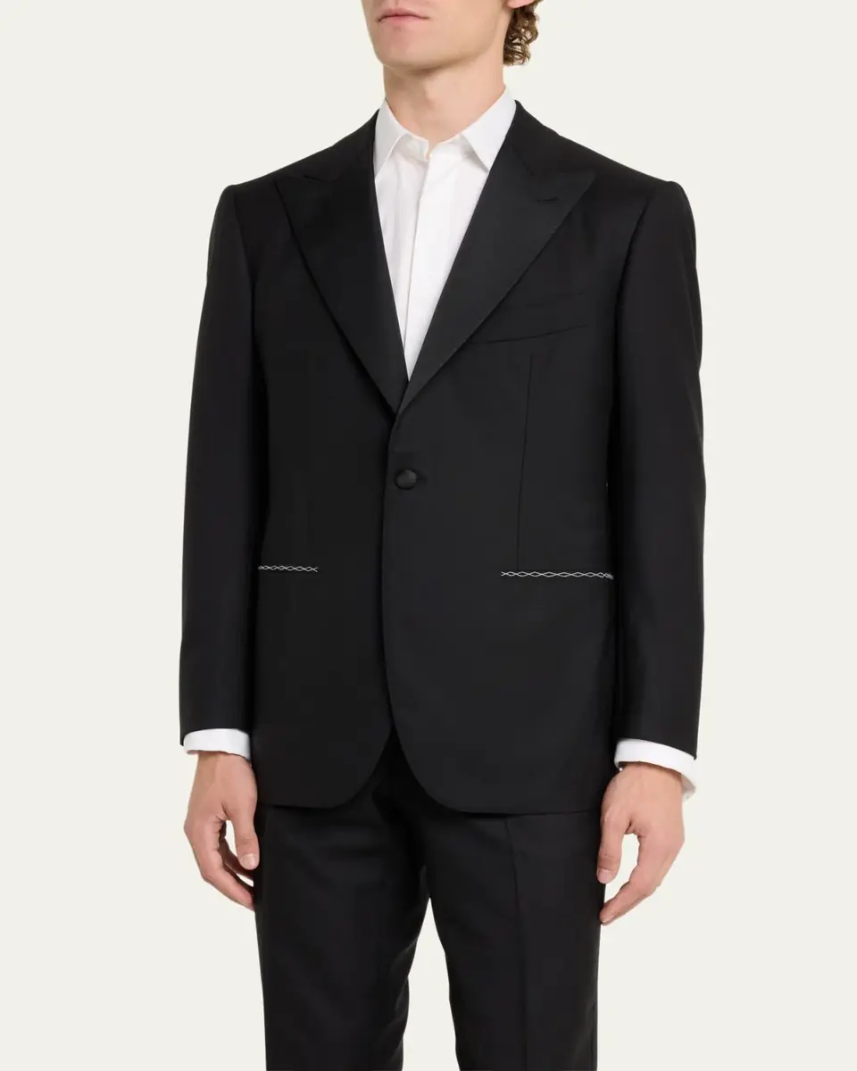 Cesare Attolini Men's 150s Wool Grosgrain Tuxedo | Thumbnail 4 Cesare Attolini Men's 150s Wool Grosgrain Tuxedo | Thumbnail 4