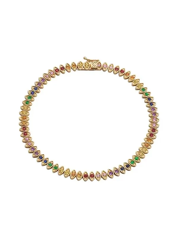 14k Yellow Gold Marquise Evil Eye Tennis Bracelet