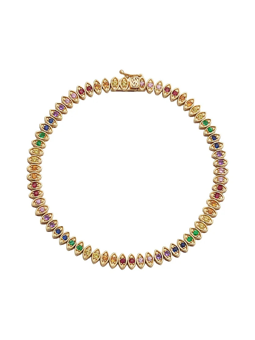 14k Yellow Gold Marquise Evil Eye Tennis Bracelet