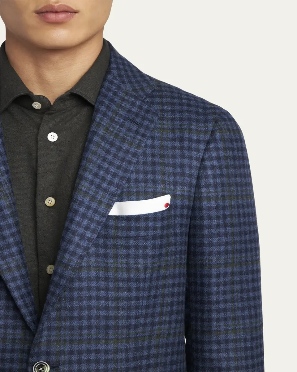 Kiton Men's Cashmere-Wool Check Sport Coat | Thumbnail 5 Kiton Men's Cashmere-Wool Check Sport Coat | Thumbnail 5