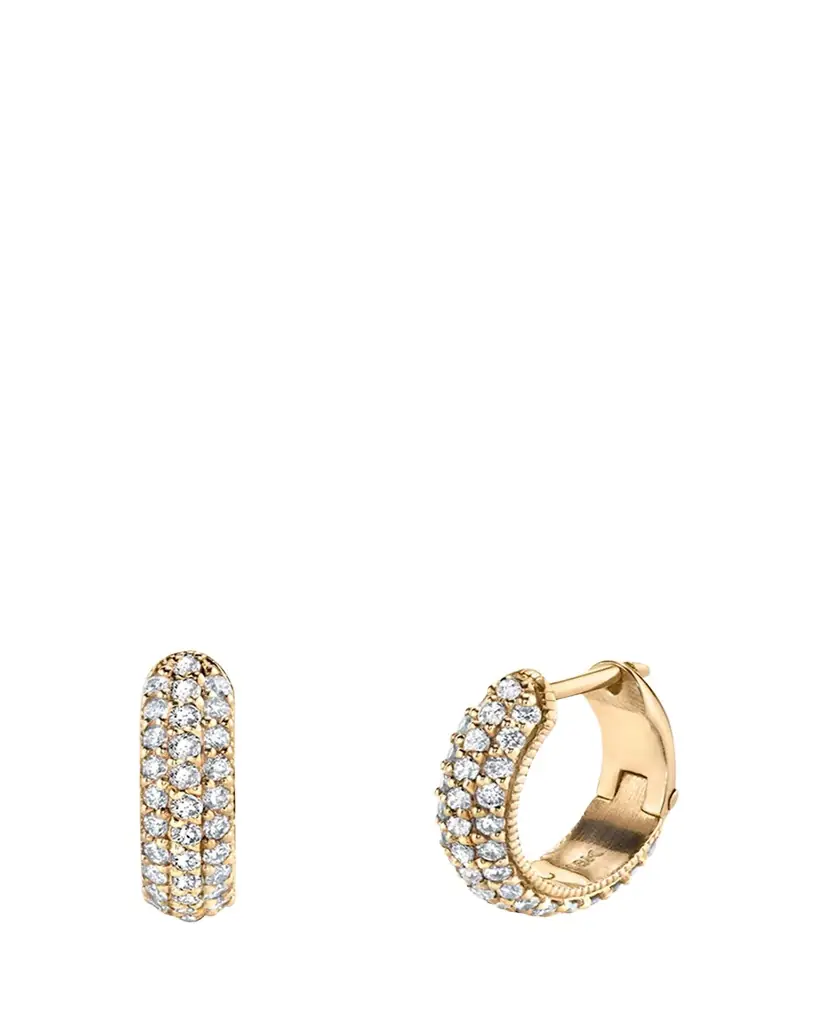 Lizzie Mandler Fine Jewelry Three-Row Pave Diamond Huggie Earrings | Image 1 Lizzie Mandler Fine Jewelry Three-Row Pave Diamond Huggie Earrings | Image 1