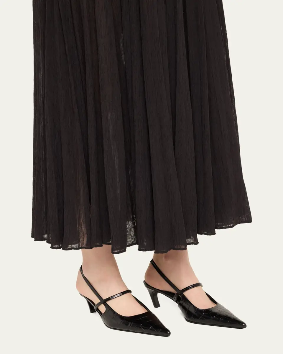 TOTEME Sharp Croco Slingback Pumps | Thumbnail 2 TOTEME Sharp Croco Slingback Pumps | Thumbnail 2