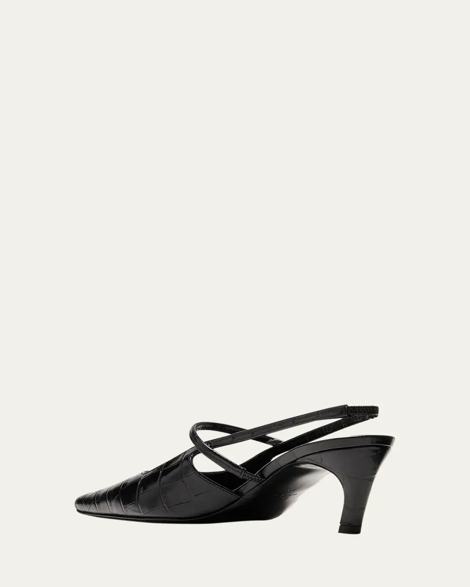 TOTEME Sharp Croco Slingback Pumps | Thumbnail 4 TOTEME Sharp Croco Slingback Pumps | Thumbnail 4