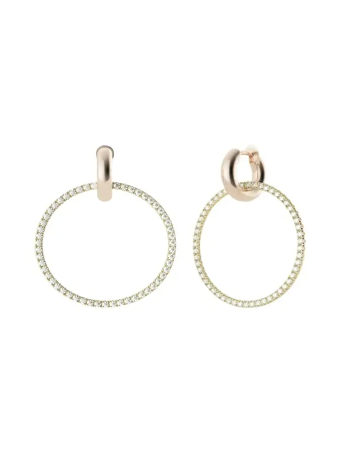 18K Mixed-Gold Casseus Hoop Earrings with Diamonds