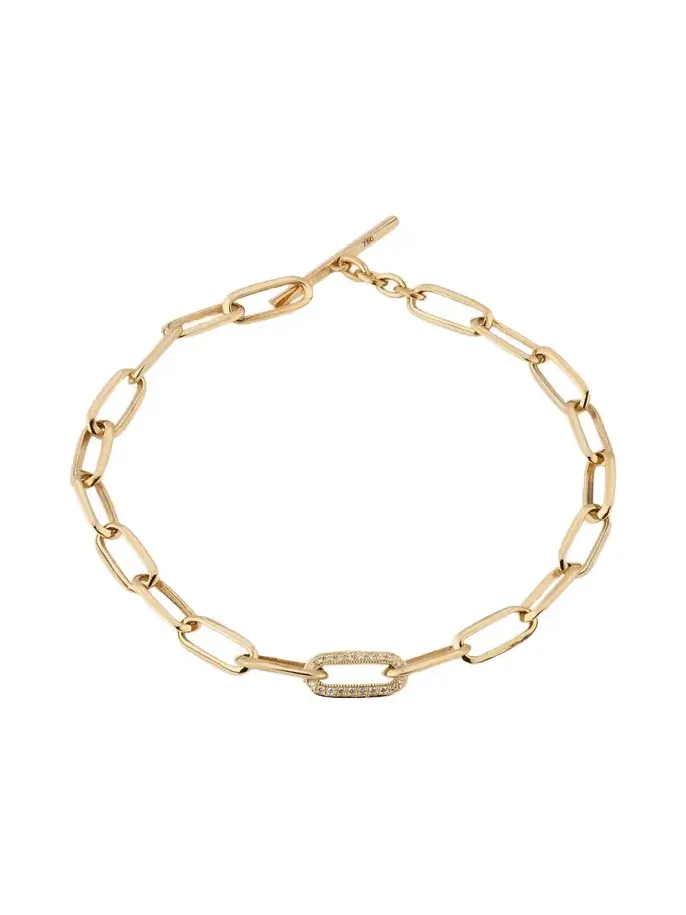 18K Knife Edge Link Bracelet with Pavé Diamond Center Link 18K Knife Edge Link Bracelet with Pavé Diamond Center Link