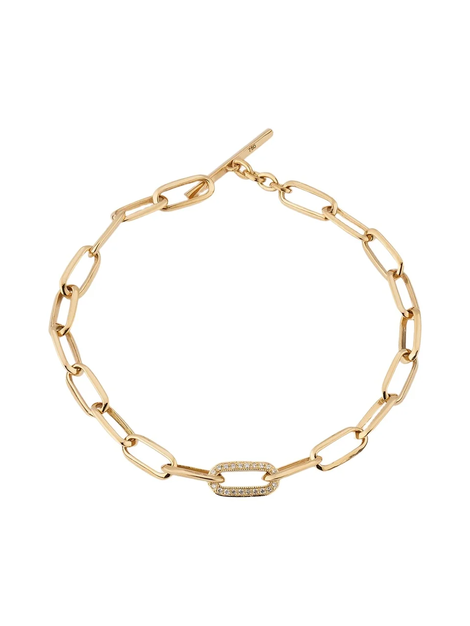 18K Knife Edge Link Bracelet with Pavé Diamond Center Link 18K Knife Edge Link Bracelet with Pavé Diamond Center Link