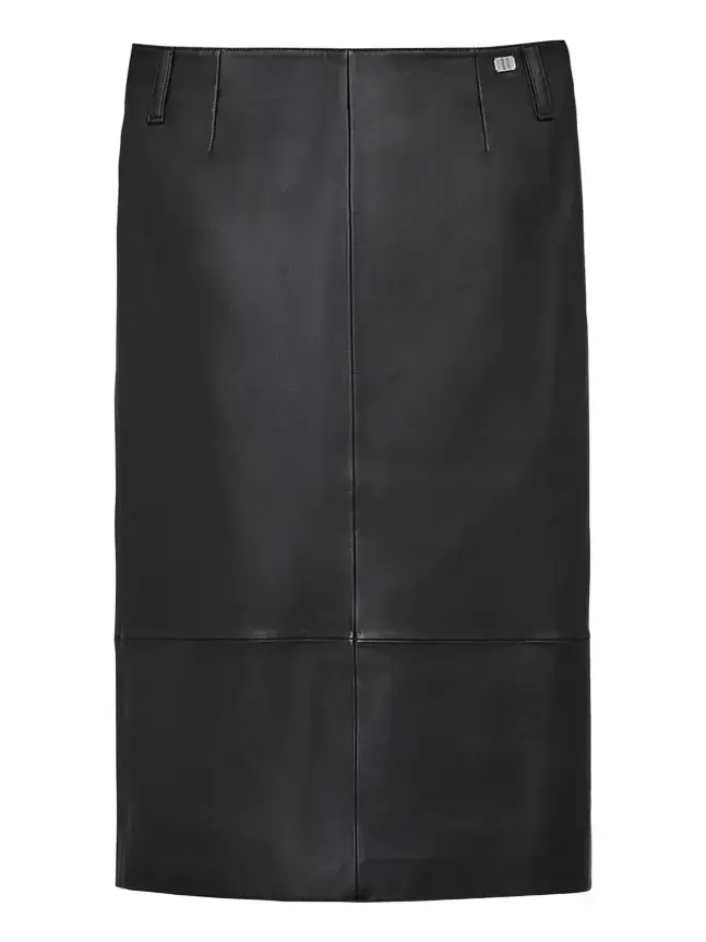 Leather Slim Pencil Midi Skirt