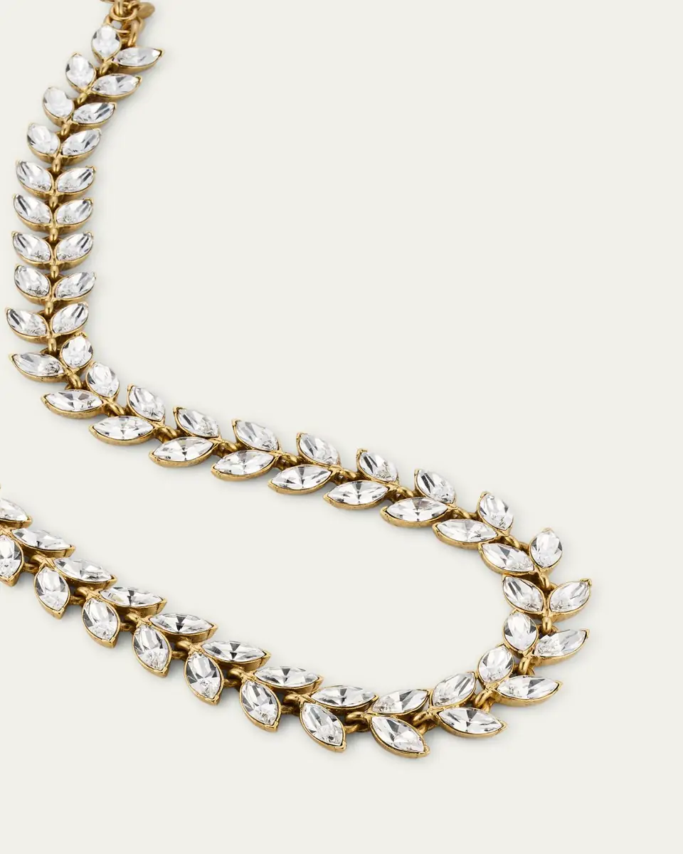 Oscar de la Renta Crystal Leaf Necklace | Thumbnail 3
