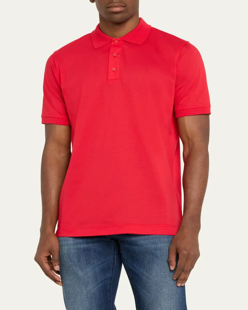 Kiton Men's Cotton Pique Polo Shirt | Thumbnail 4