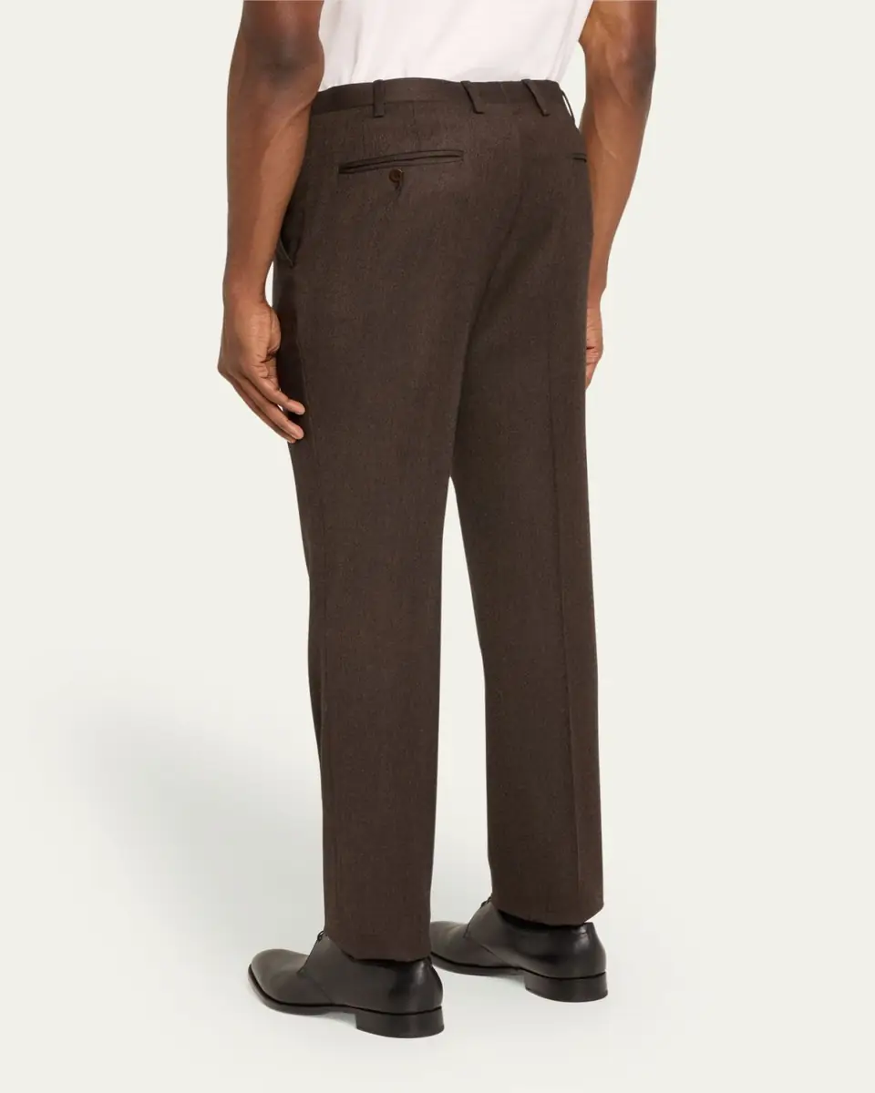 Kiton Men's Textured Brown Suit Trousers | Thumbnail 3 Kiton Men's Textured Brown Suit Trousers | Thumbnail 3