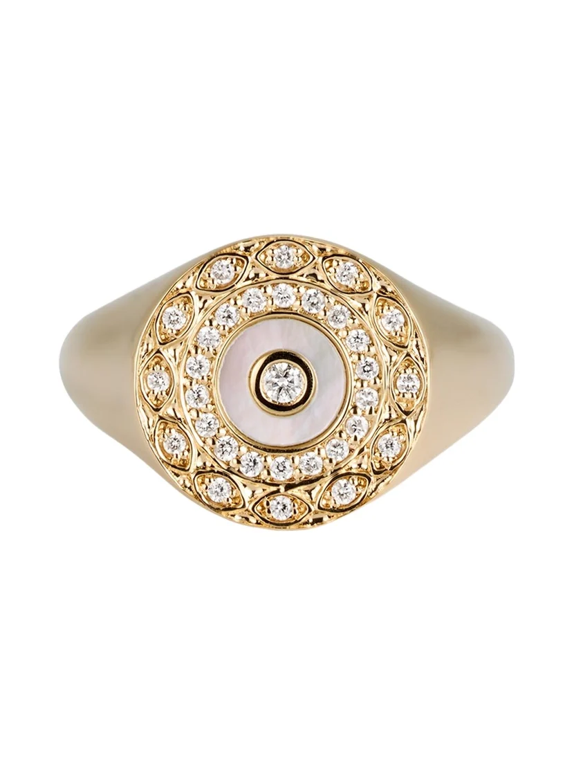 Sydney Evan Marquise Eye Border Stone Inlay Evil Eye Signet Ring