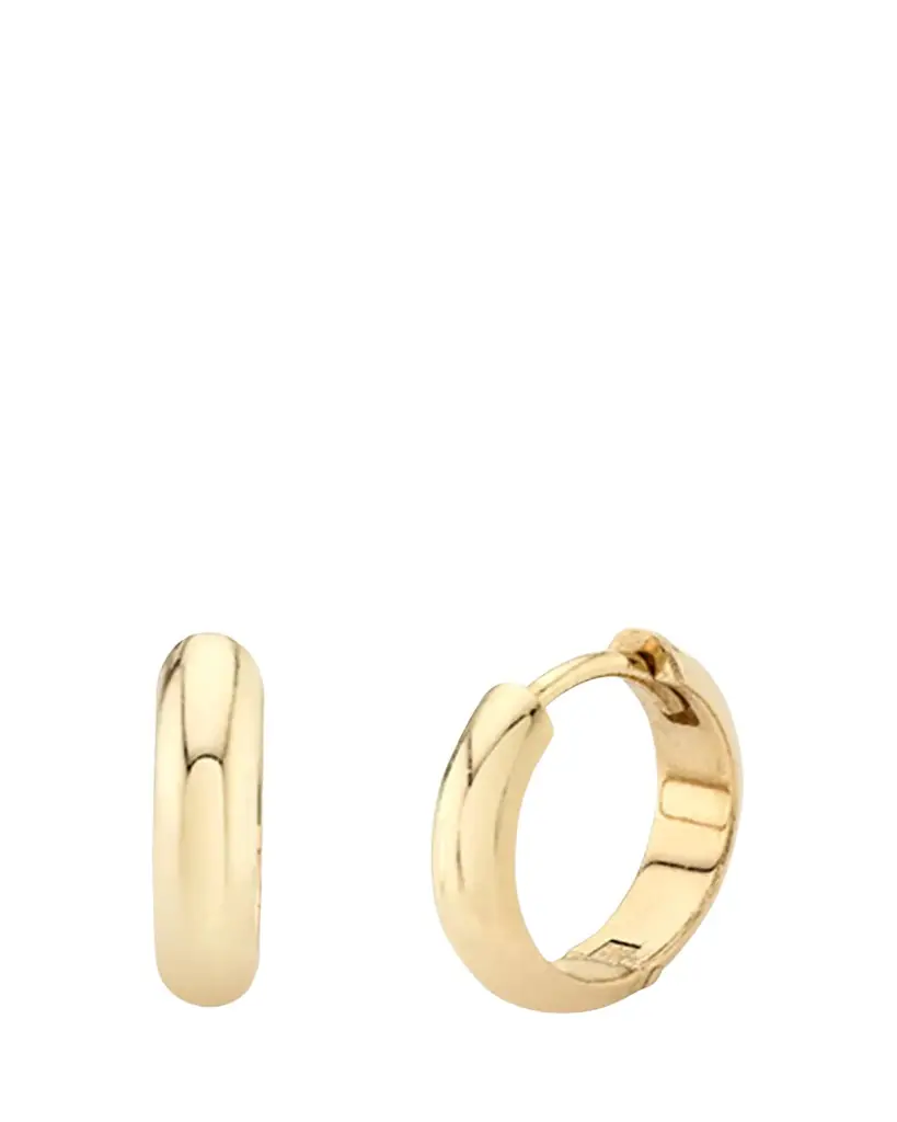 18K Yellow Gold Basic Chubby Huggie Earrings, 10mm 18K Yellow Gold Basic Chubby Huggie Earrings, 10mm