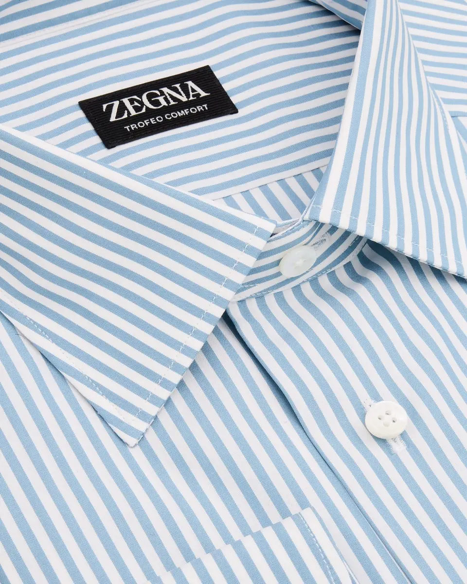 ZEGNA Men's Trofeo Cotton Stripe Dress Shirt | Thumbnail 2 ZEGNA Men's Trofeo Cotton Stripe Dress Shirt | Thumbnail 2