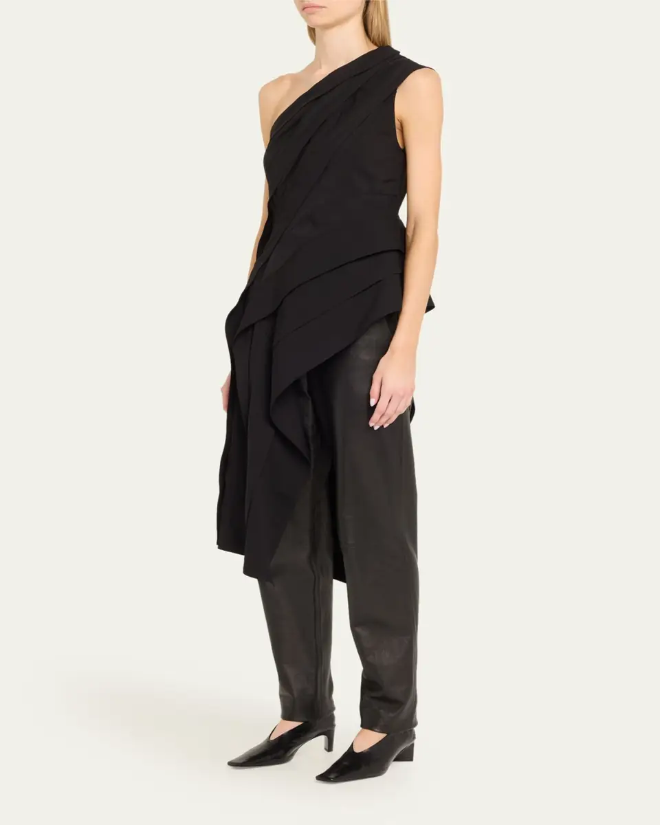 Bottega Veneta One-Shoulder Draped Fluid Viscose Top | Thumbnail 4 Bottega Veneta One-Shoulder Draped Fluid Viscose Top | Thumbnail 4