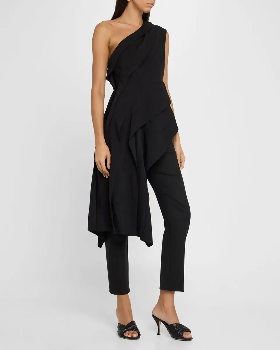 Bottega Veneta One-Shoulder Draped Fluid Viscose Top | Thumbnail 9 Bottega Veneta One-Shoulder Draped Fluid Viscose Top | Thumbnail 9