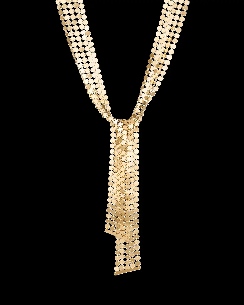 Lana 14K Yellow Gold Laser Mega Chainmail 5-Row Lariat Wrap Necklace | Thumbnail 2