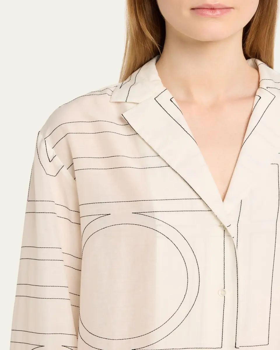 TOTEME Monogram Cotton PJ Top | Thumbnail 4 TOTEME Monogram Cotton PJ Top | Thumbnail 4