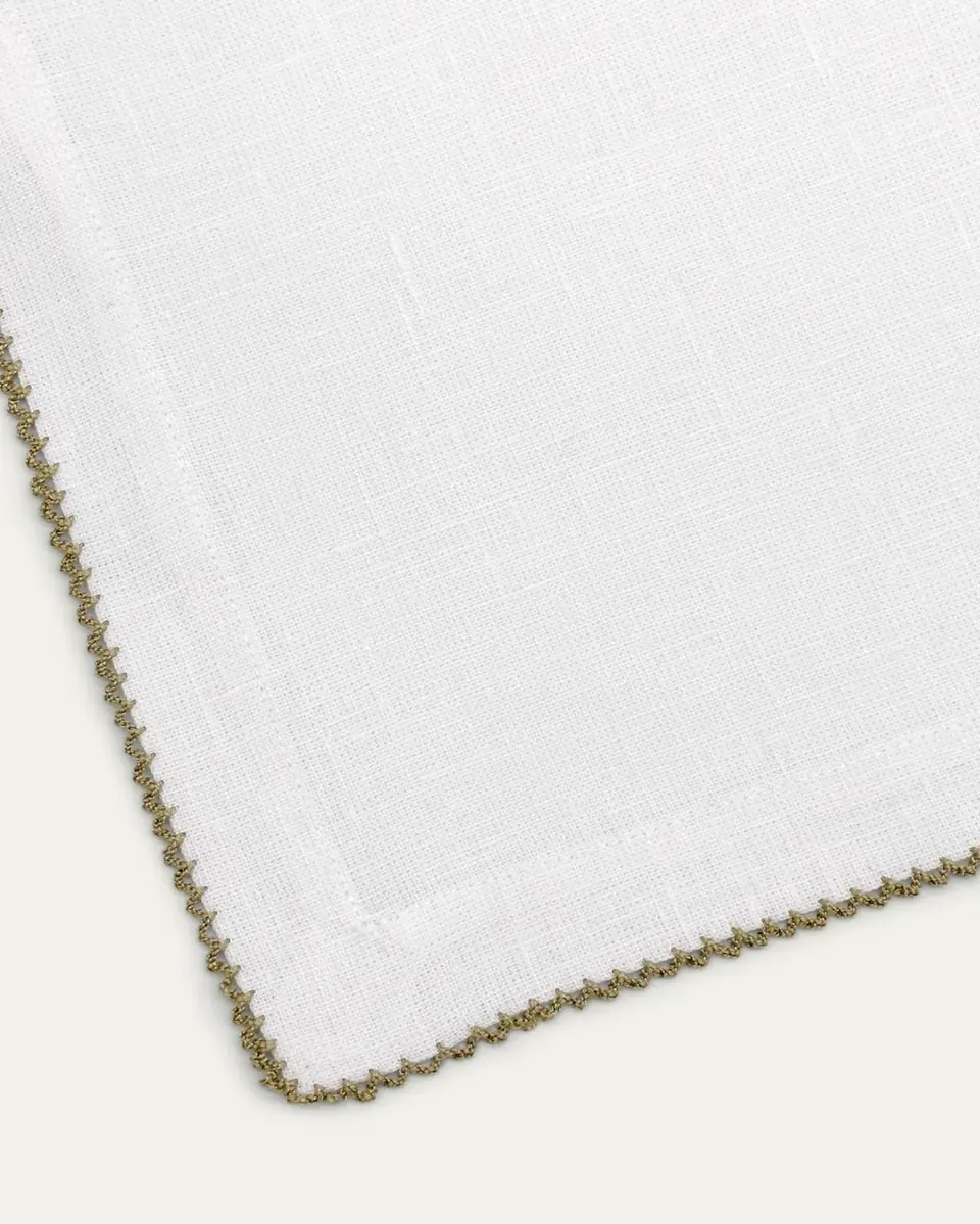 Tina Chen Designs Picot Edge White & Green Napkin | Thumbnail 2