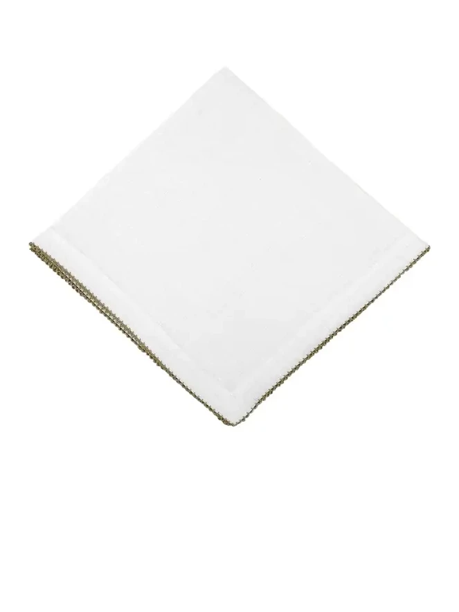 Tina Chen Designs Picot Edge White & Green Napkin