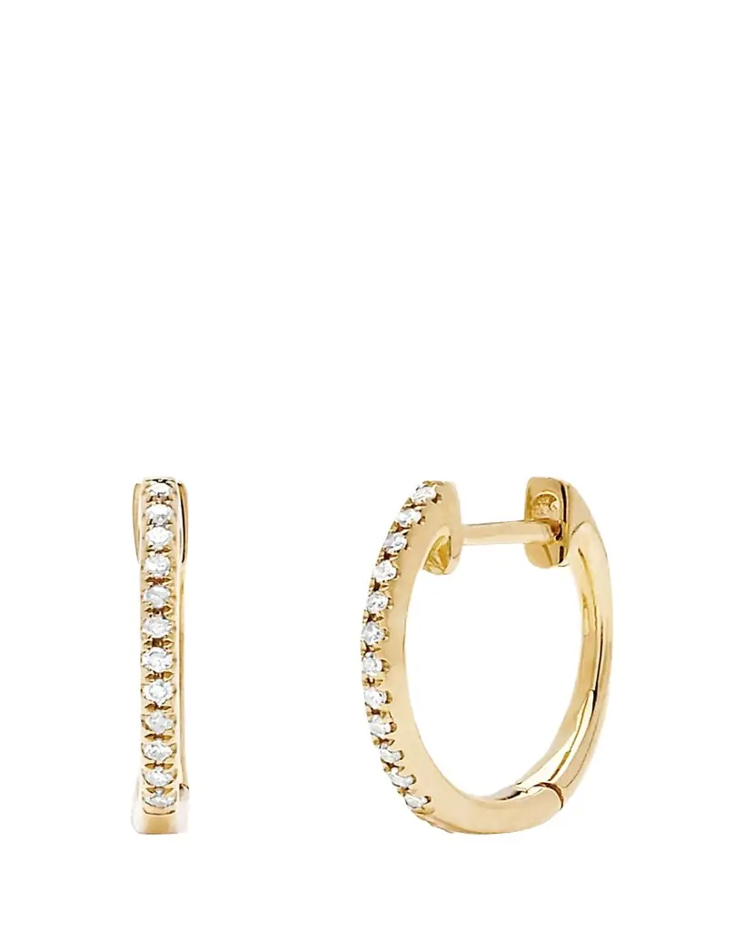 EF Collection 14K Gold Diamond Huggie Earrings | Image 1 EF Collection 14K Gold Diamond Huggie Earrings | Image 1
