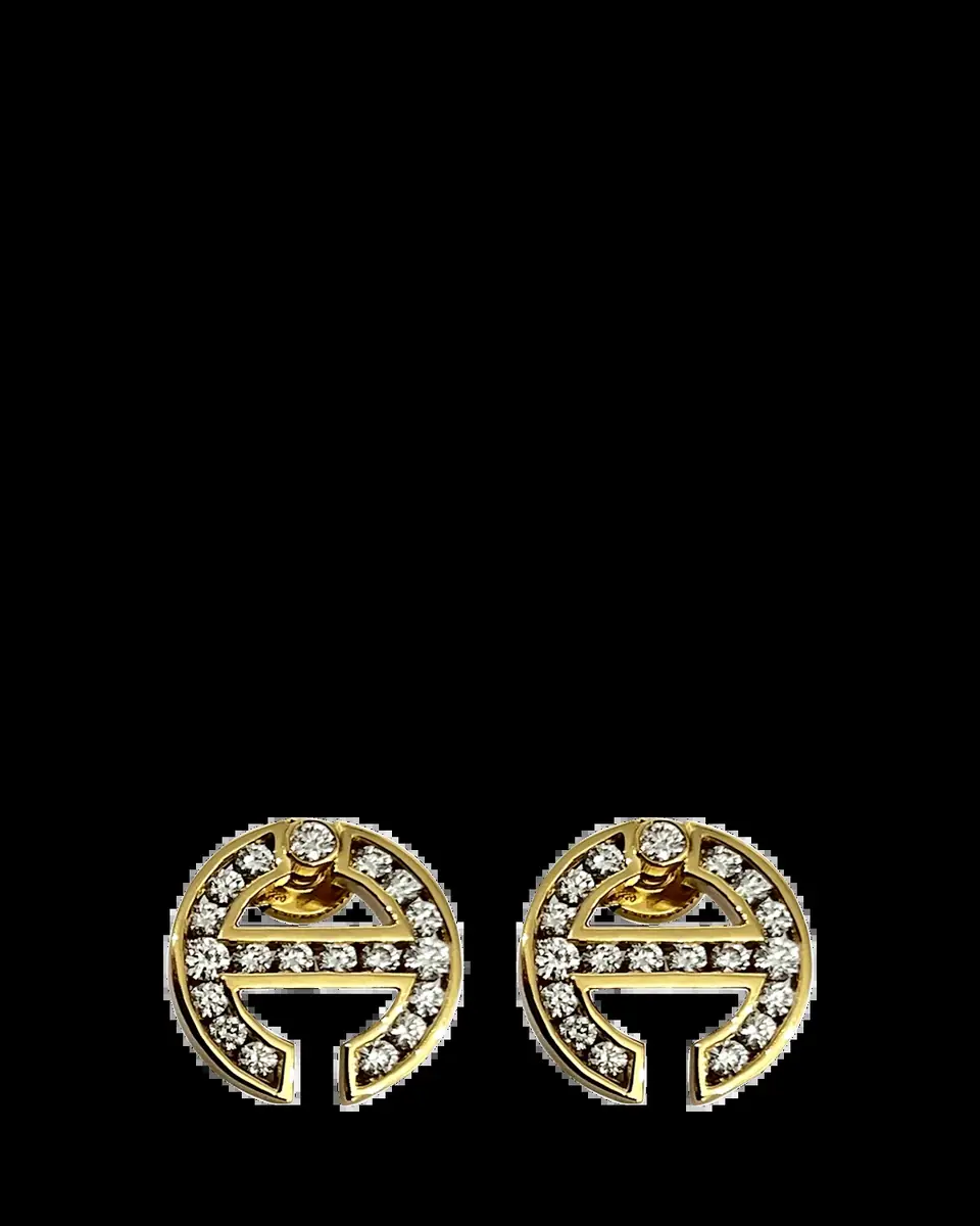 Hoorsenbuhs 18K Yellow Gold MMV Channel Set White Diamond Earrings | Thumbnail 2